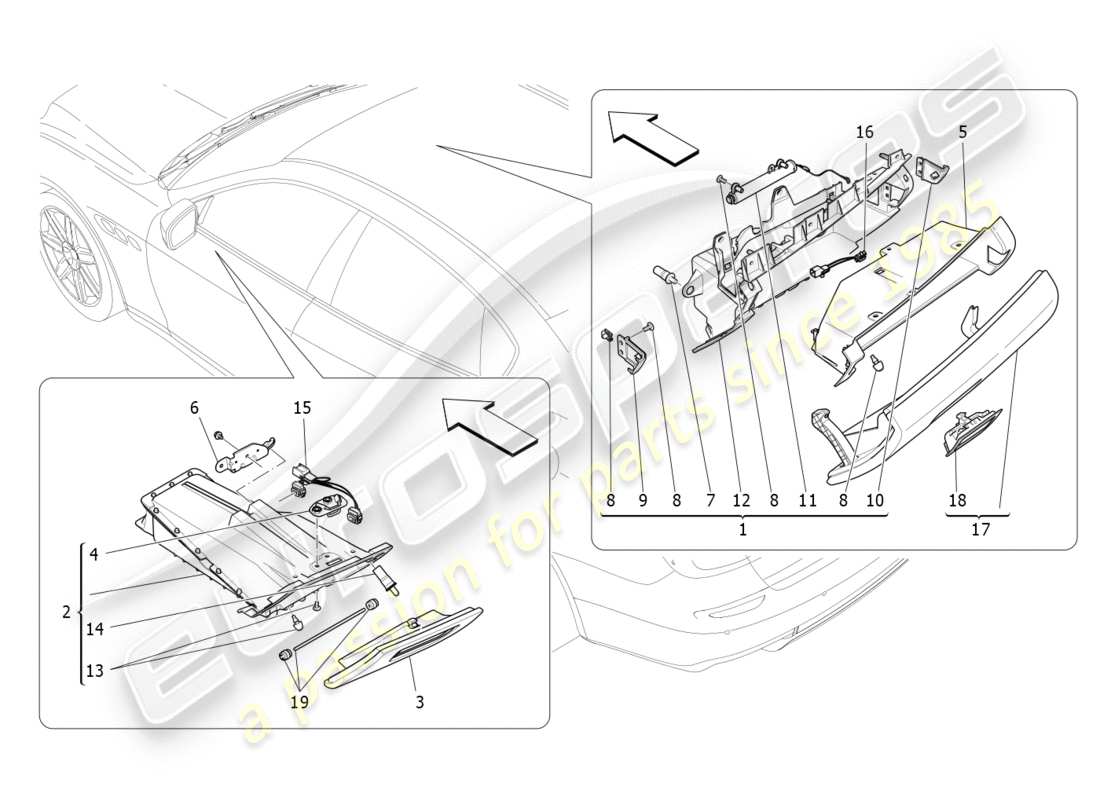 maserati qtp 3.0 bt v6 410hp (2014) glove compartments part diagram