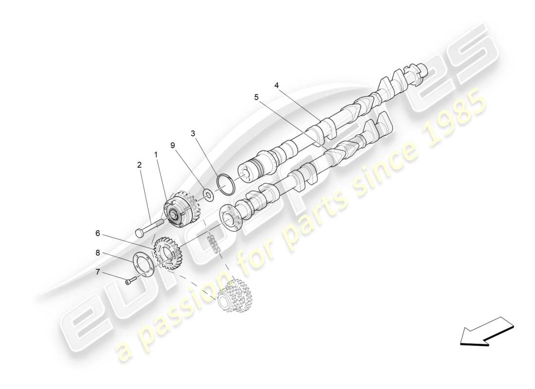 maserati granturismo s (2018) rh cylinder head camshafts part diagram