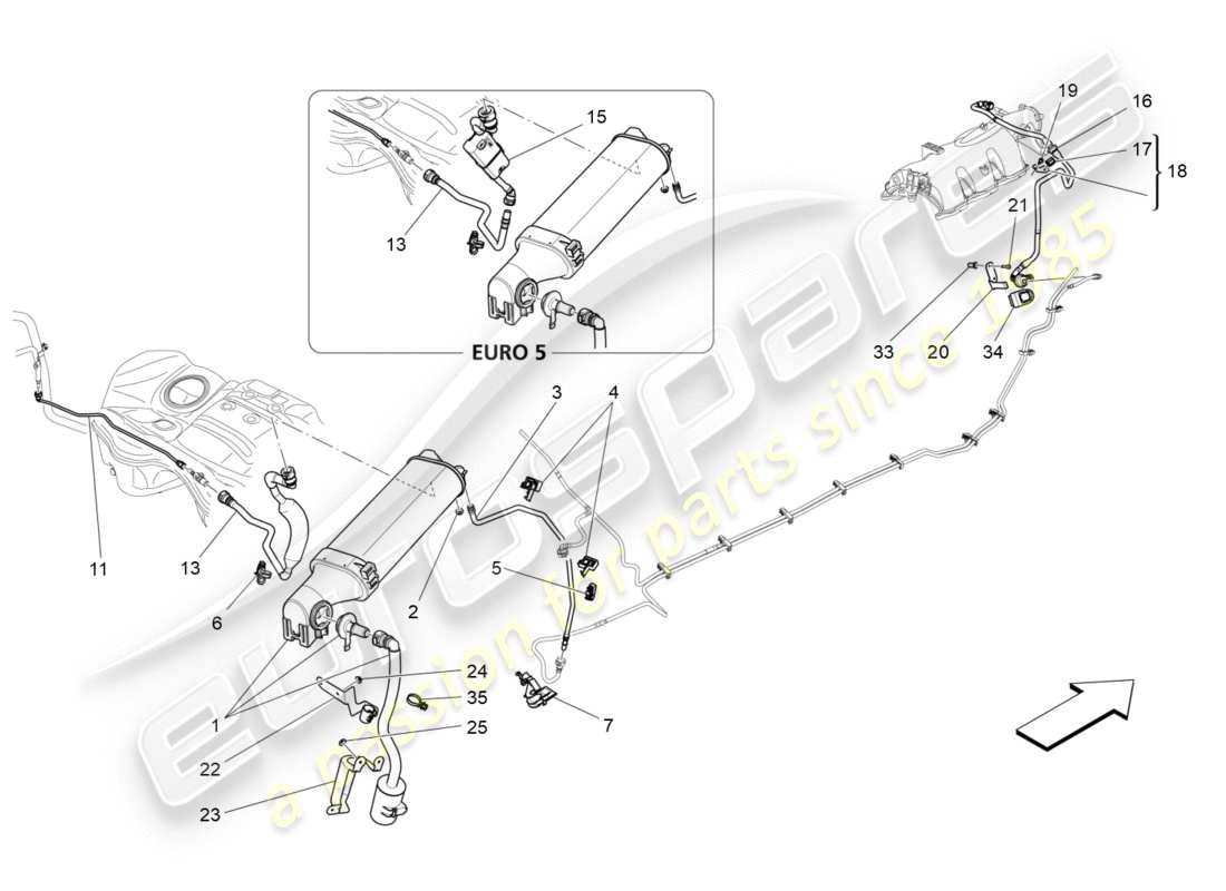 maserati qtp 3.0 bt v6 410hp (2014) fuel vapour recirculation system part diagram