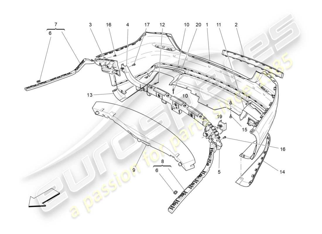 maserati qtp 3.0 bt v6 410hp (2014) rear bumper part diagram