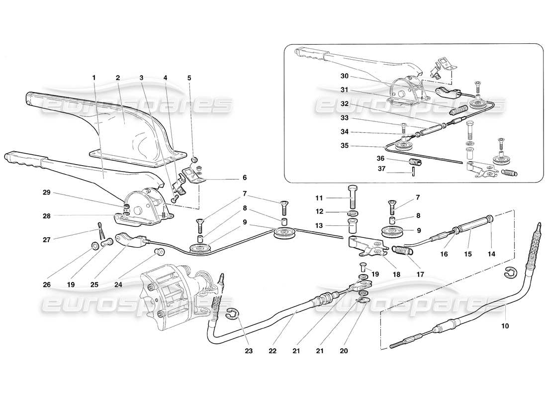 lamborghini diablo sv (1998) handbrake part diagram