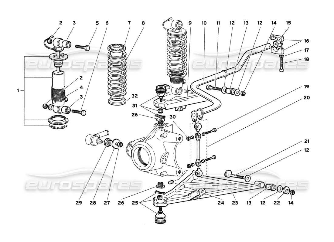 lamborghini diablo 6.0 (2001) front suspension part diagram