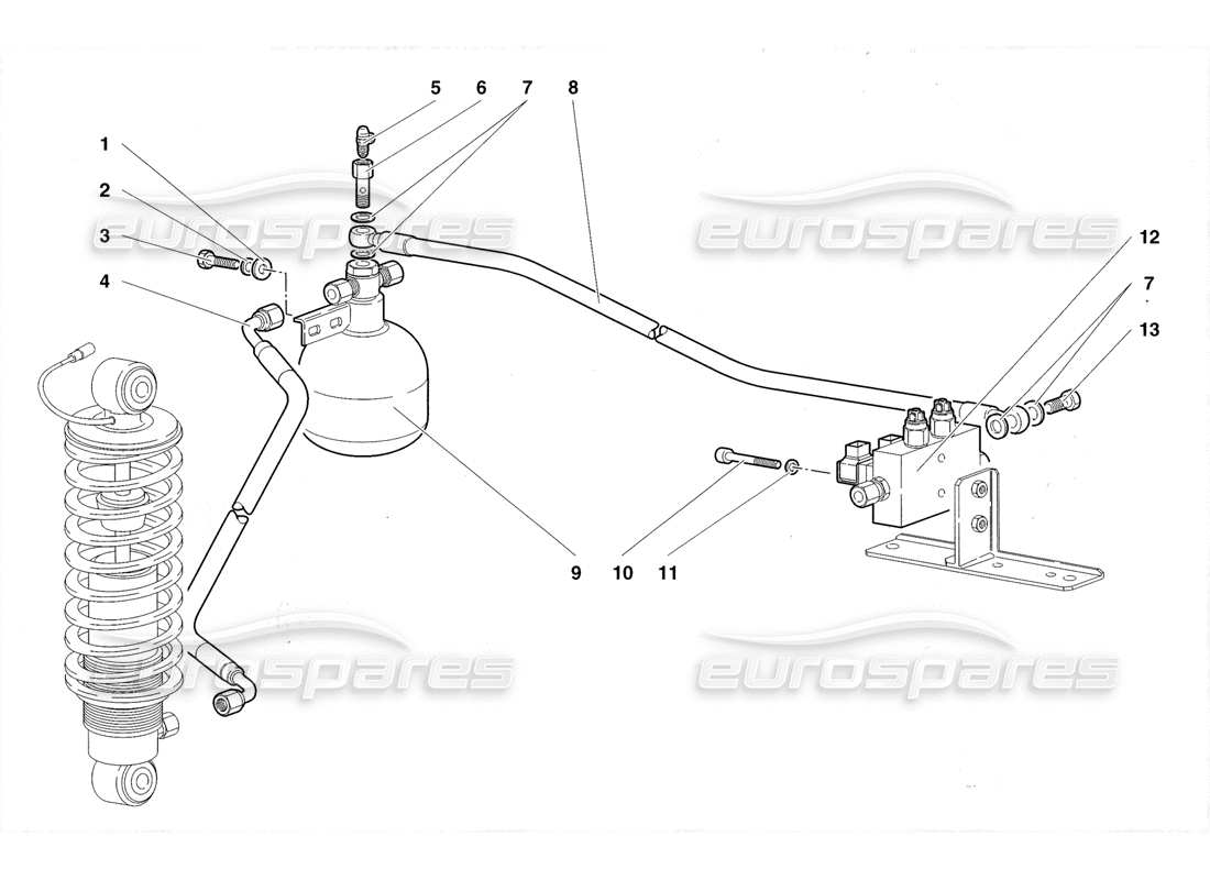 lamborghini diablo roadster (1998) lifting system part diagram