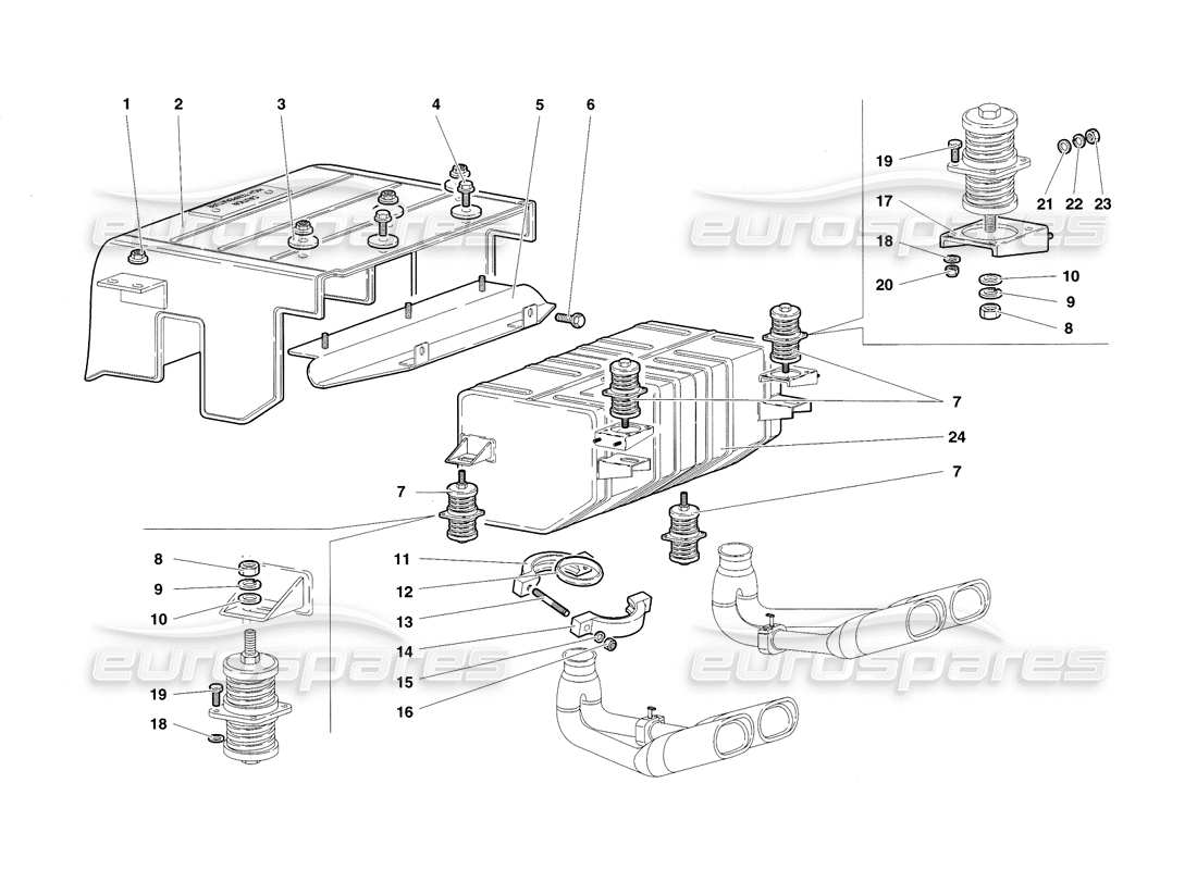 lamborghini diablo sv (1998) exhaust system part diagram