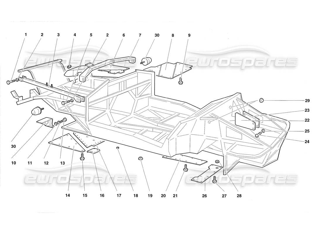 lamborghini diablo roadster (1998) frame elements part diagram