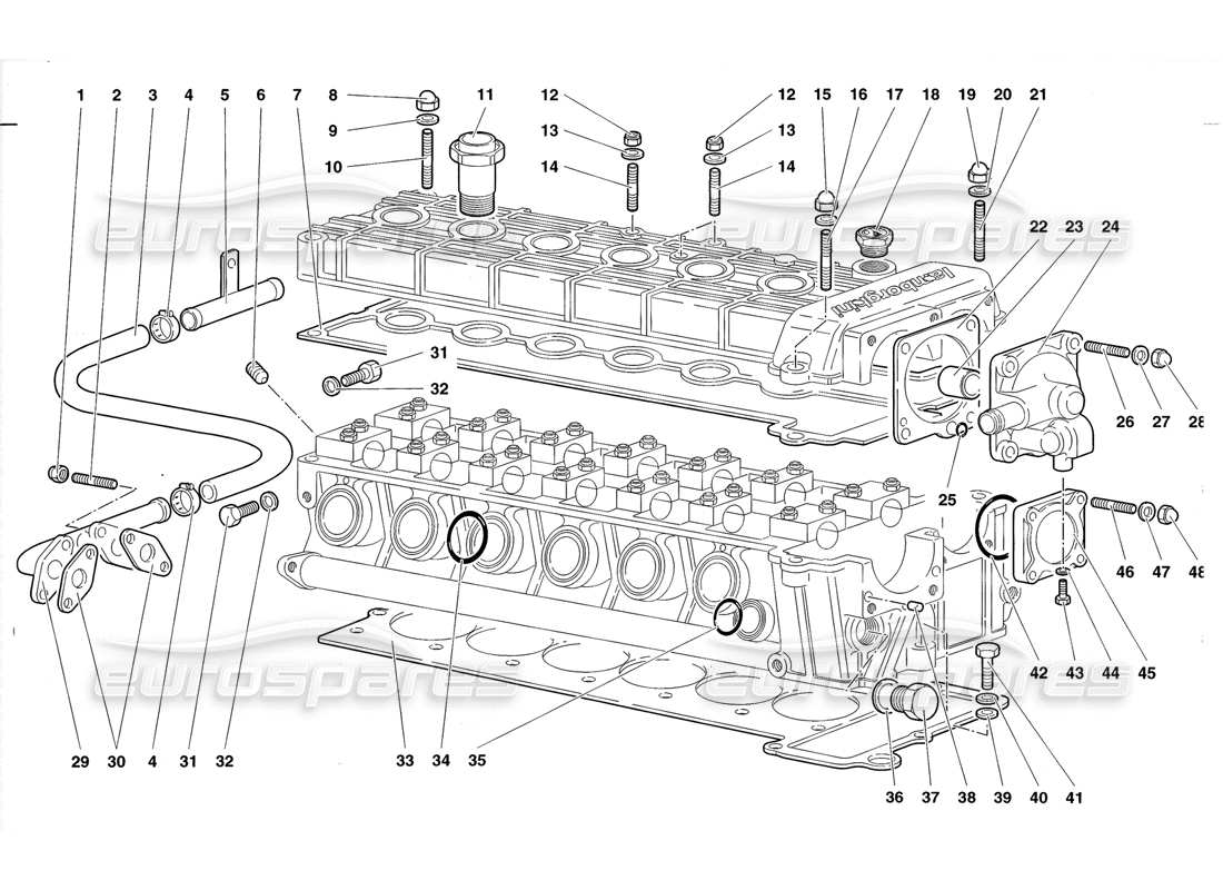 lamborghini diablo roadster (1998) accessories for left cylinder head part diagram