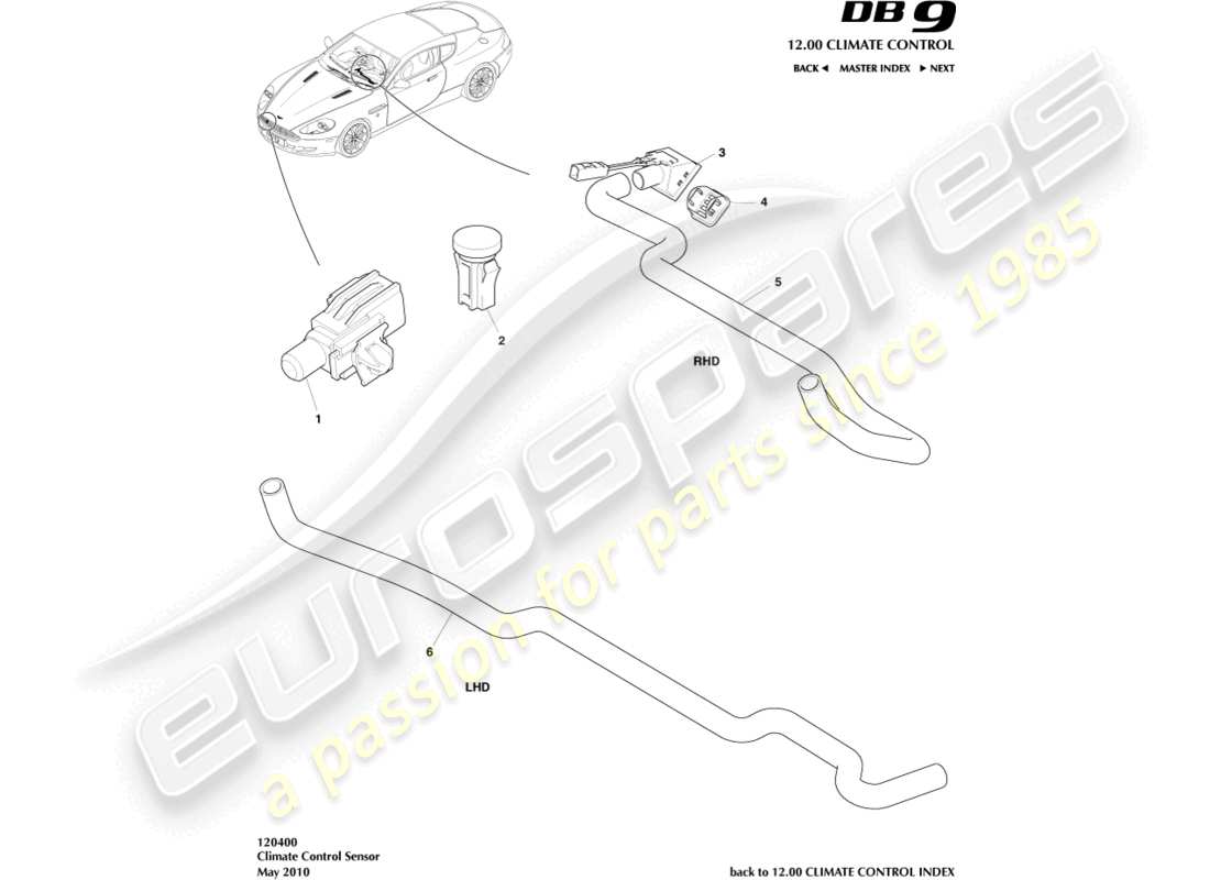 aston martin db9 (2012) sensors part diagram