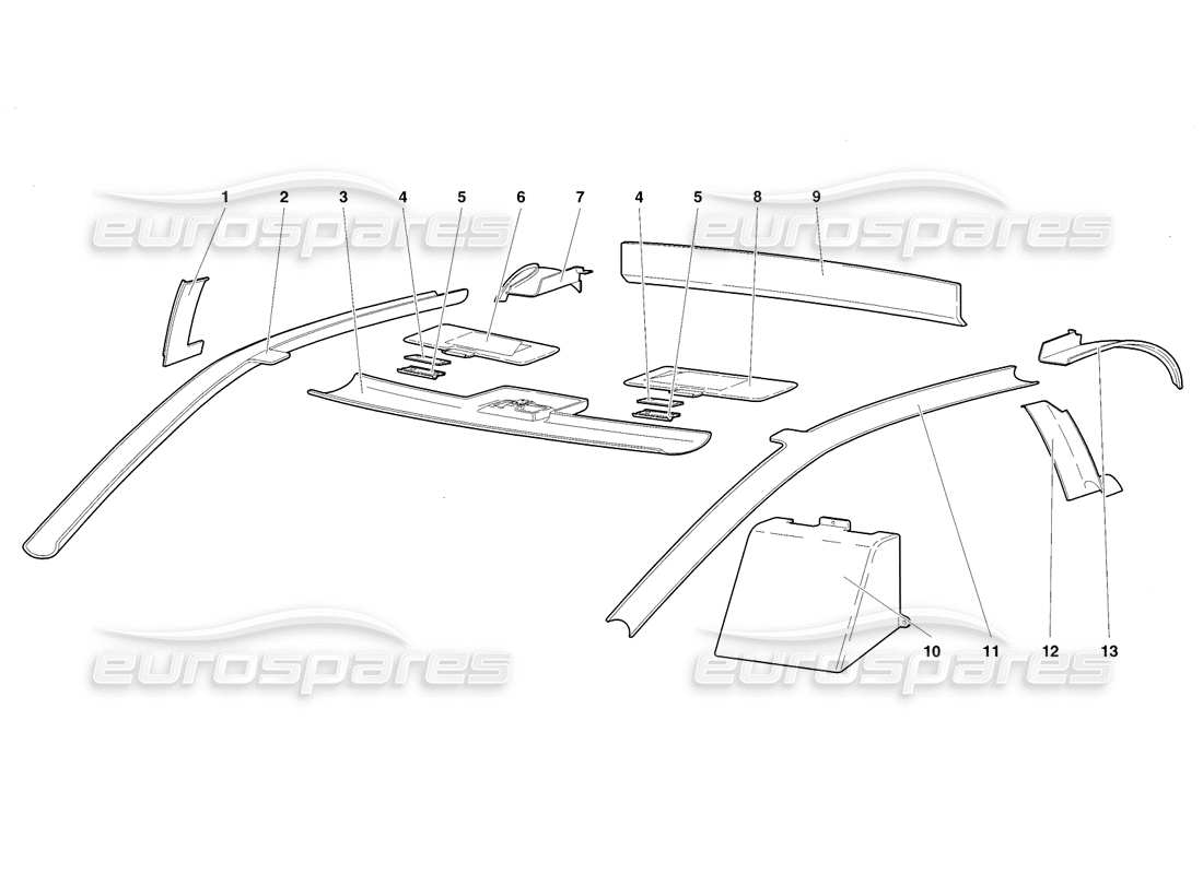 lamborghini diablo sv (1998) passenger compartment trims part diagram