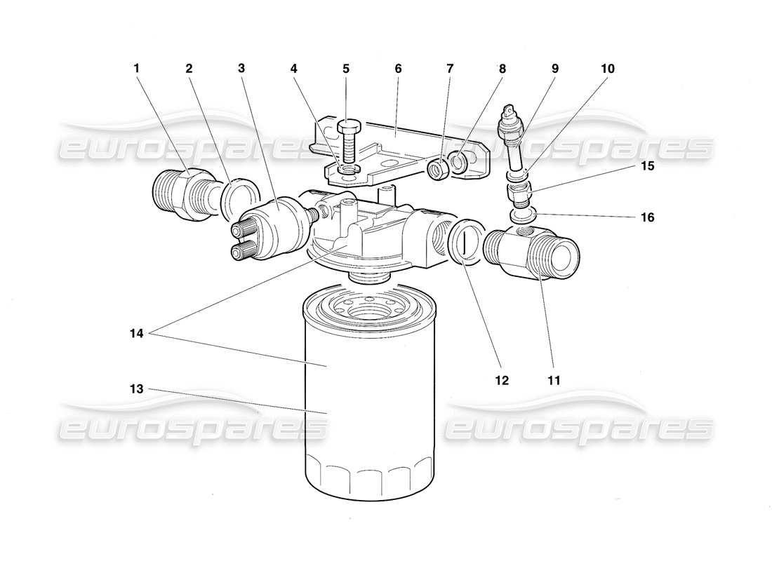 lamborghini diablo sv (1997) engine oil filter and thermostat part diagram