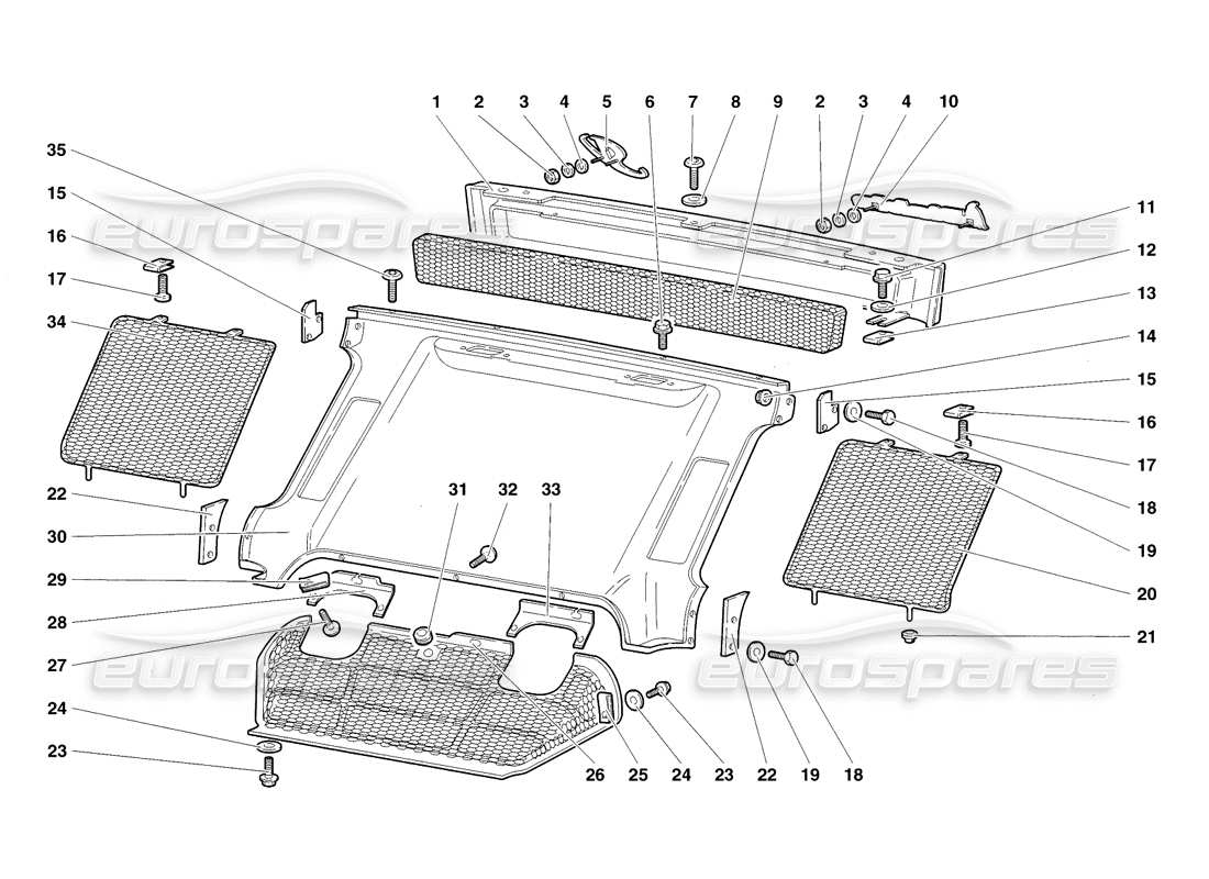 lamborghini diablo sv (1998) rear body elements part diagram