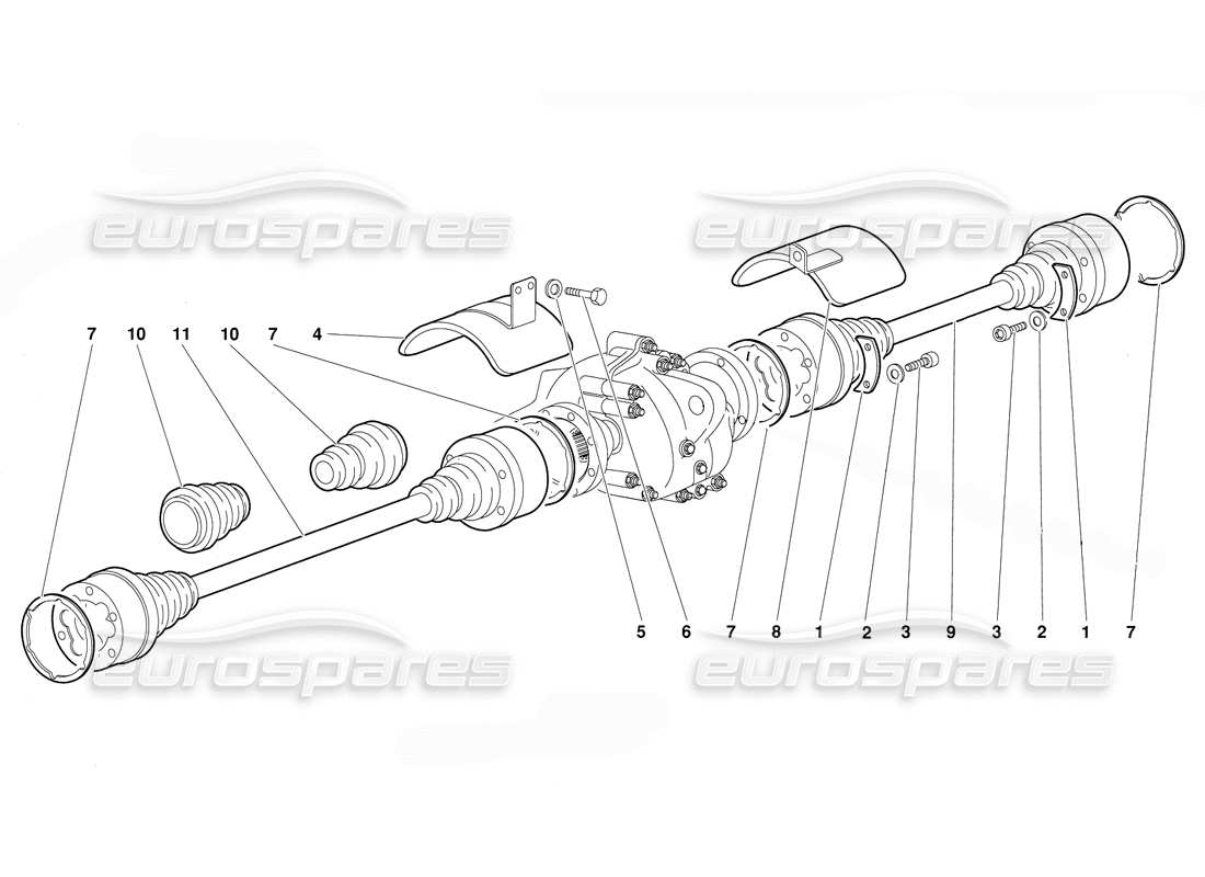 lamborghini diablo (1991) rear driveshafts part diagram