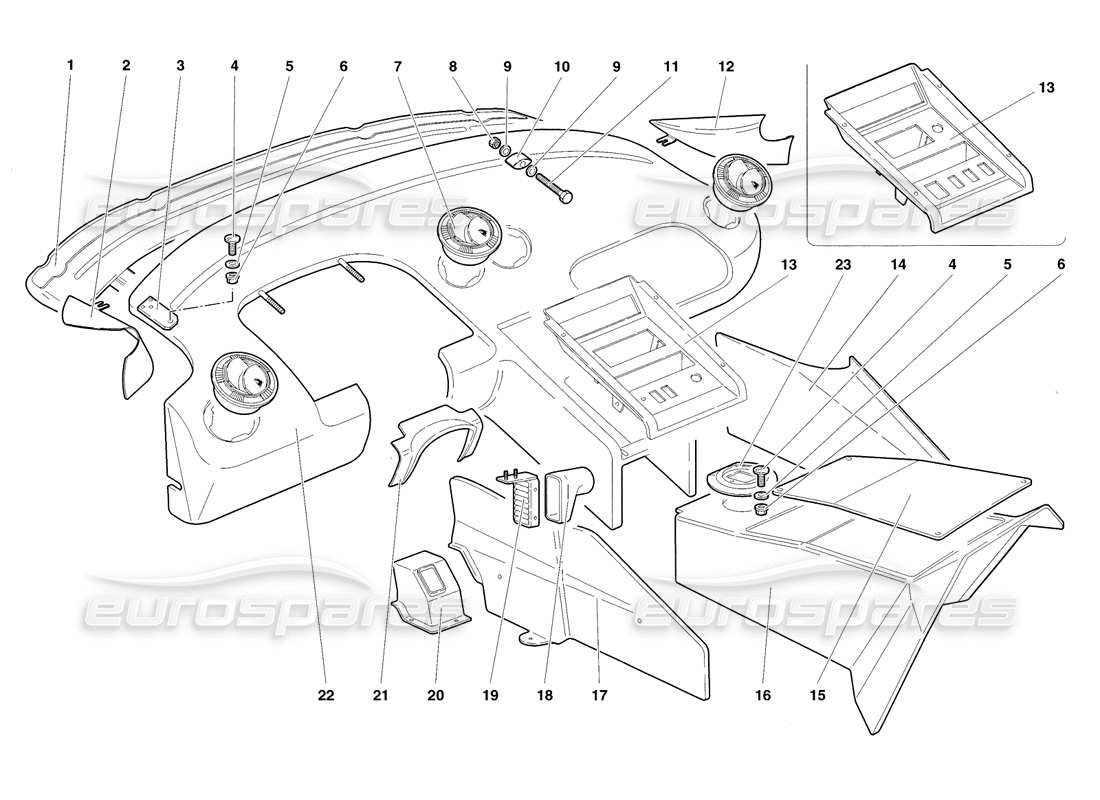 lamborghini diablo sv (1998) passenger compartment trims part diagram