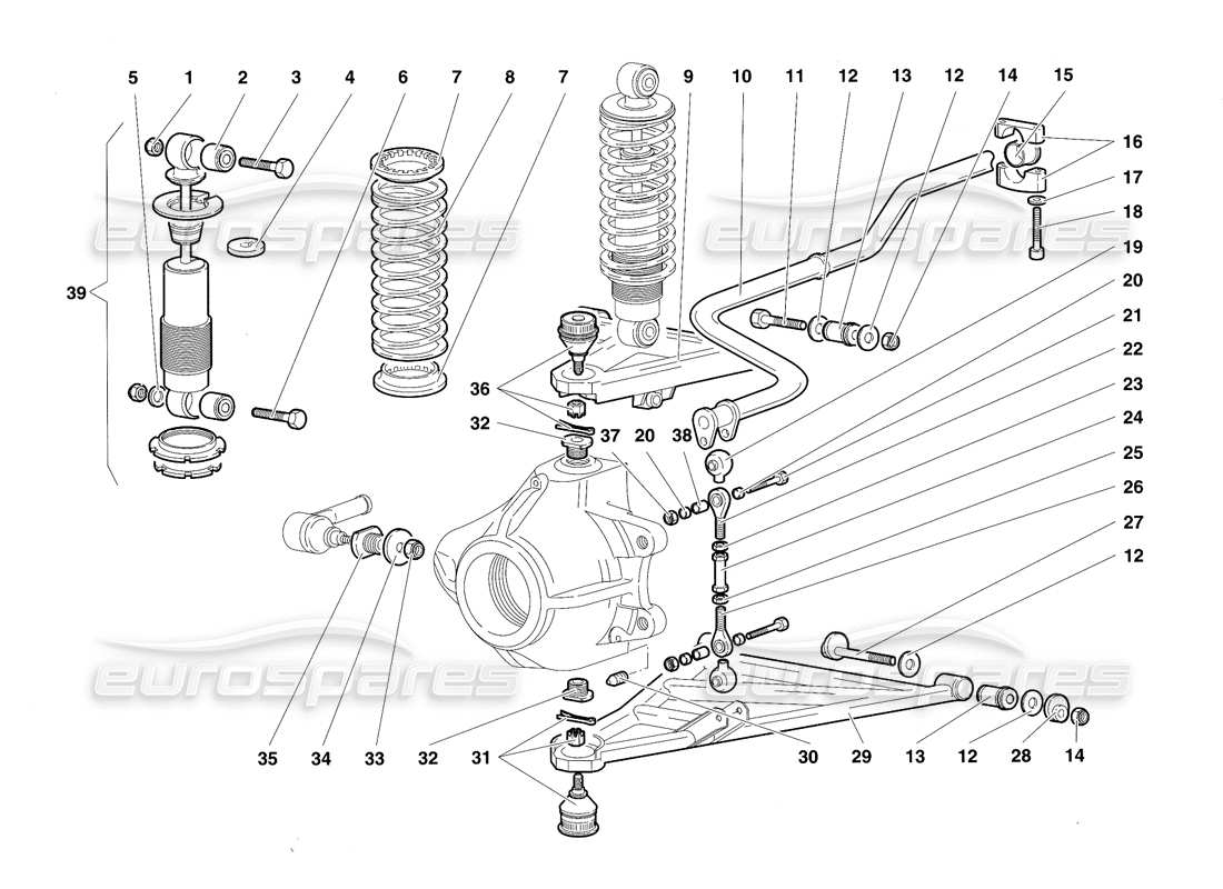 lamborghini diablo sv (1997) front suspension part diagram