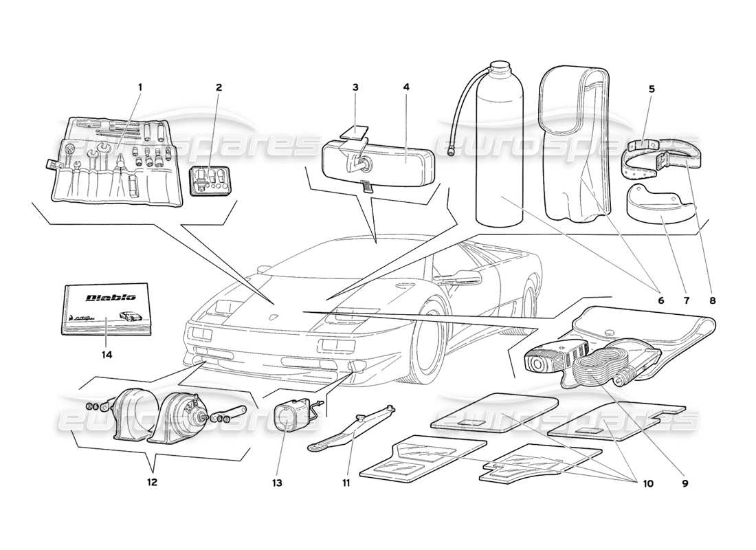 lamborghini diablo sv (1999) accessories part diagram