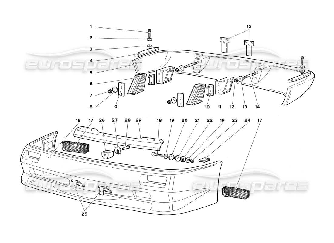 lamborghini diablo sv (1999) bumpers part diagram