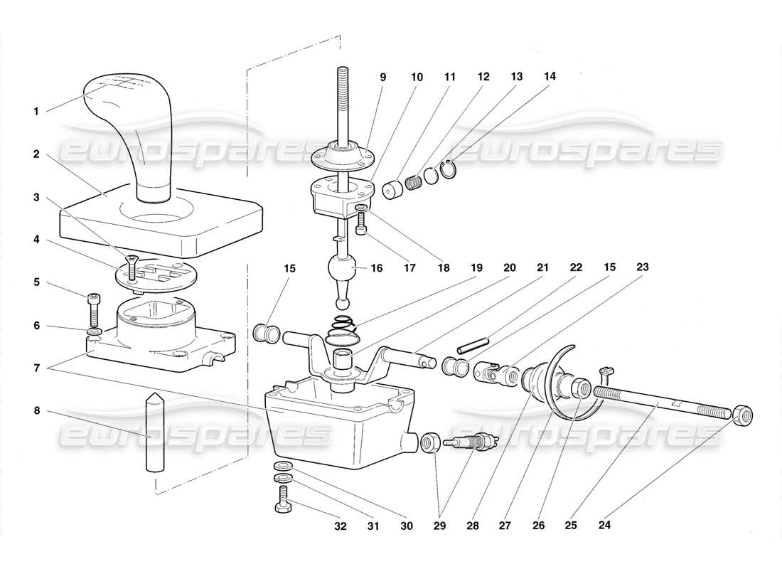 lamborghini diablo roadster (1998) gearbox control tower part diagram