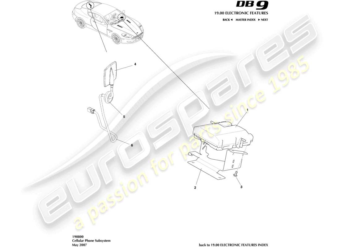 aston martin db9 (2012) cellular phone subsystem part diagram