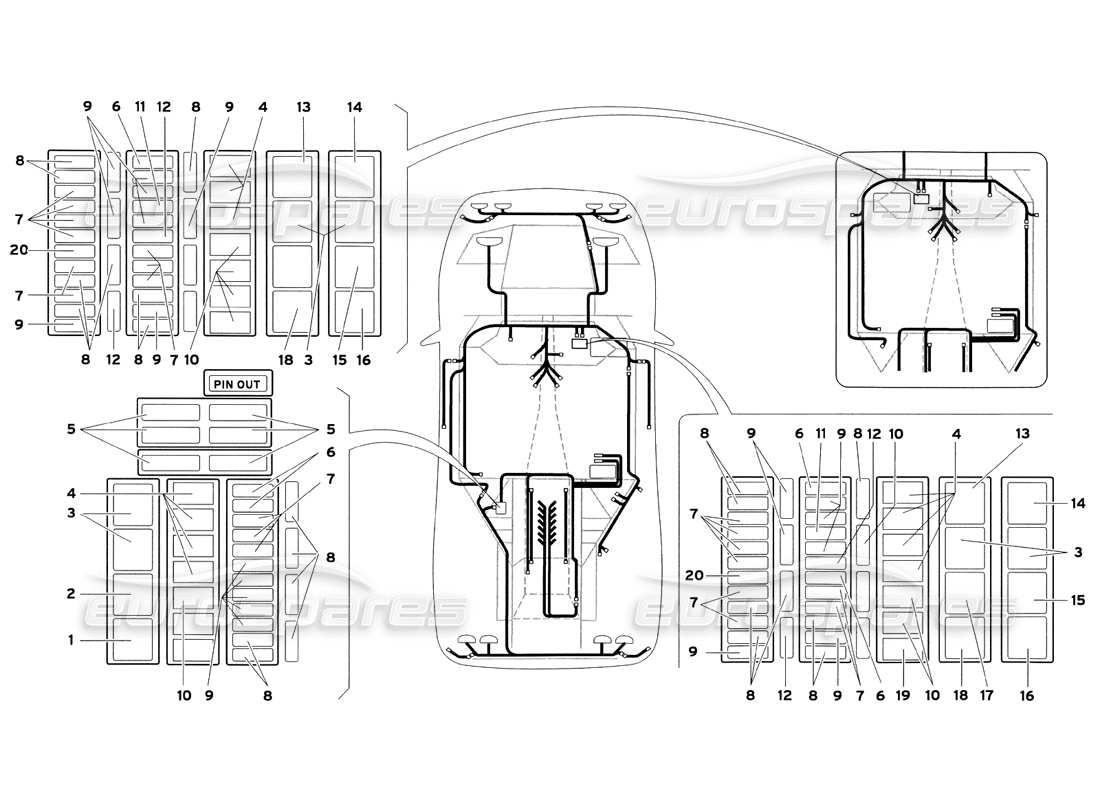 lamborghini diablo sv (1999) electrical system part diagram