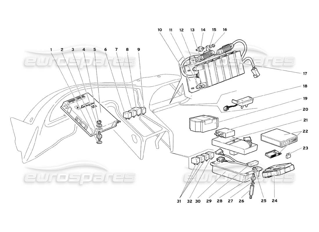 lamborghini diablo sv (1999) electrical system part diagram