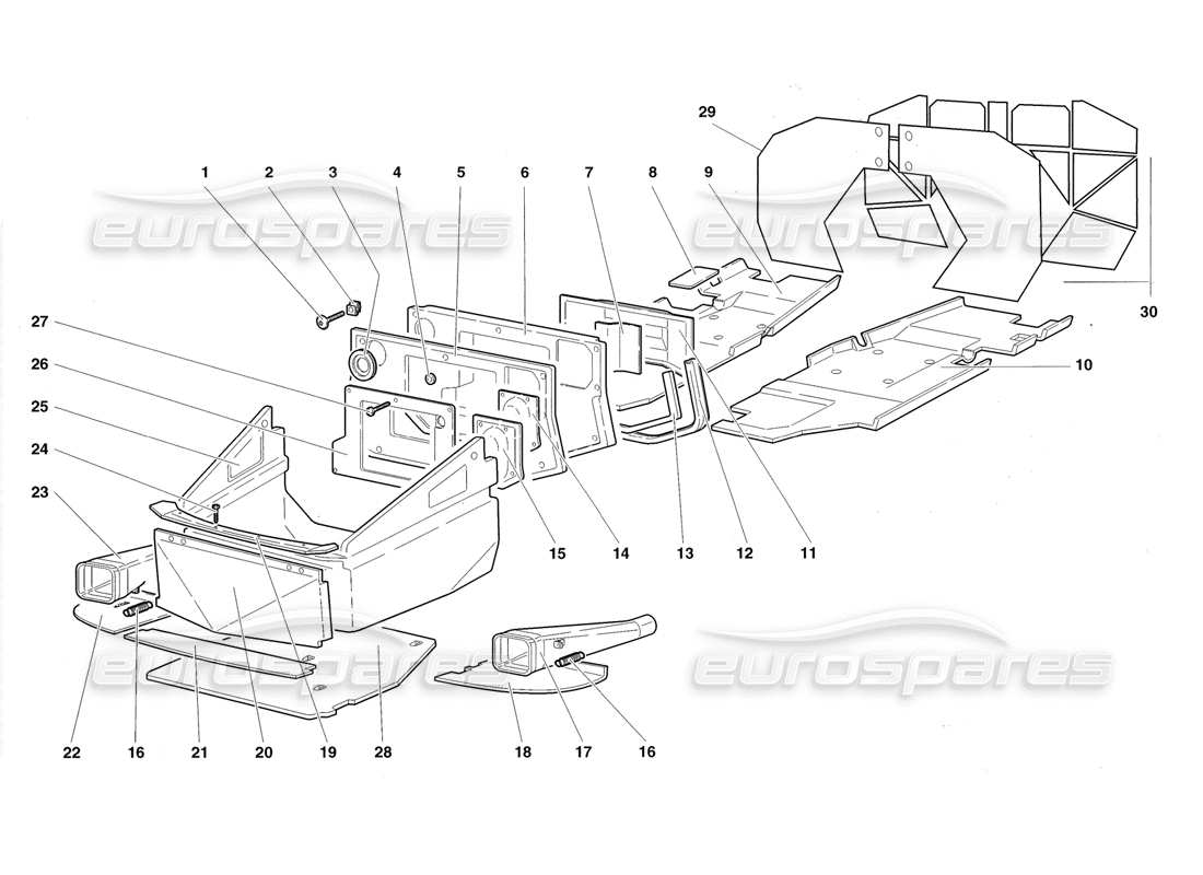 lamborghini diablo roadster (1998) frame floor panels part diagram