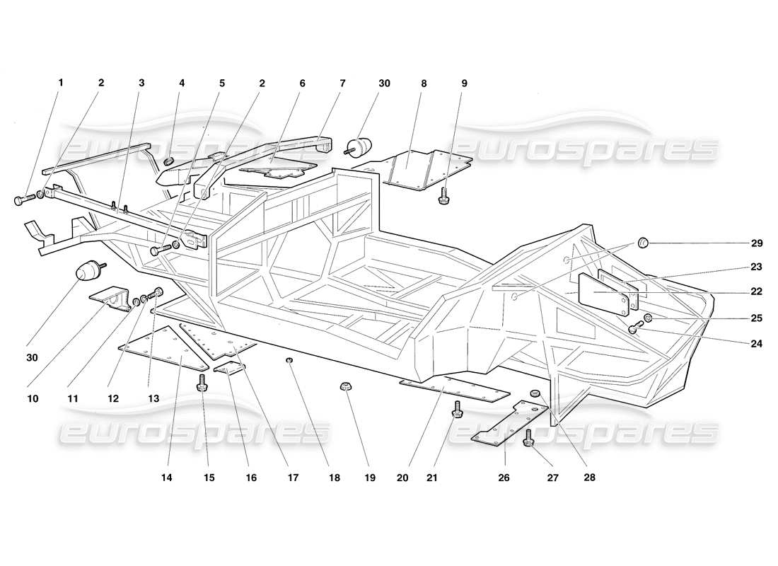 lamborghini diablo sv (1998) frame elements part diagram