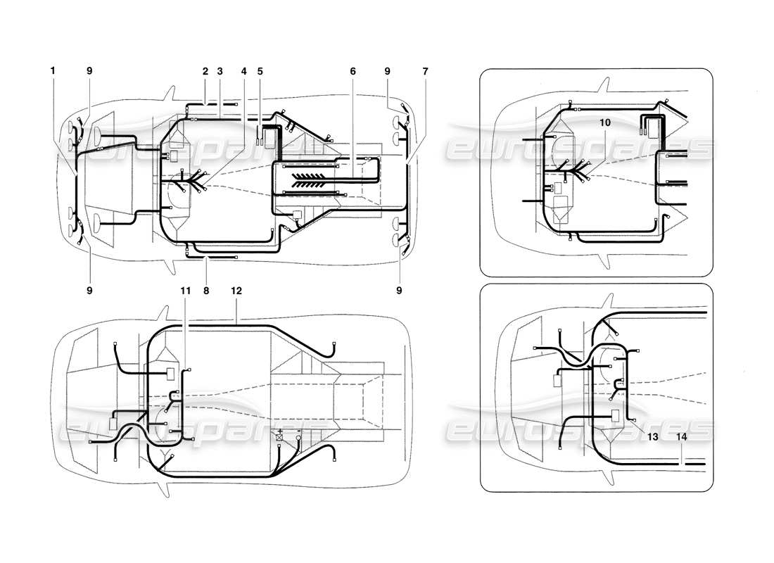 lamborghini diablo sv (1998) electrical system part diagram