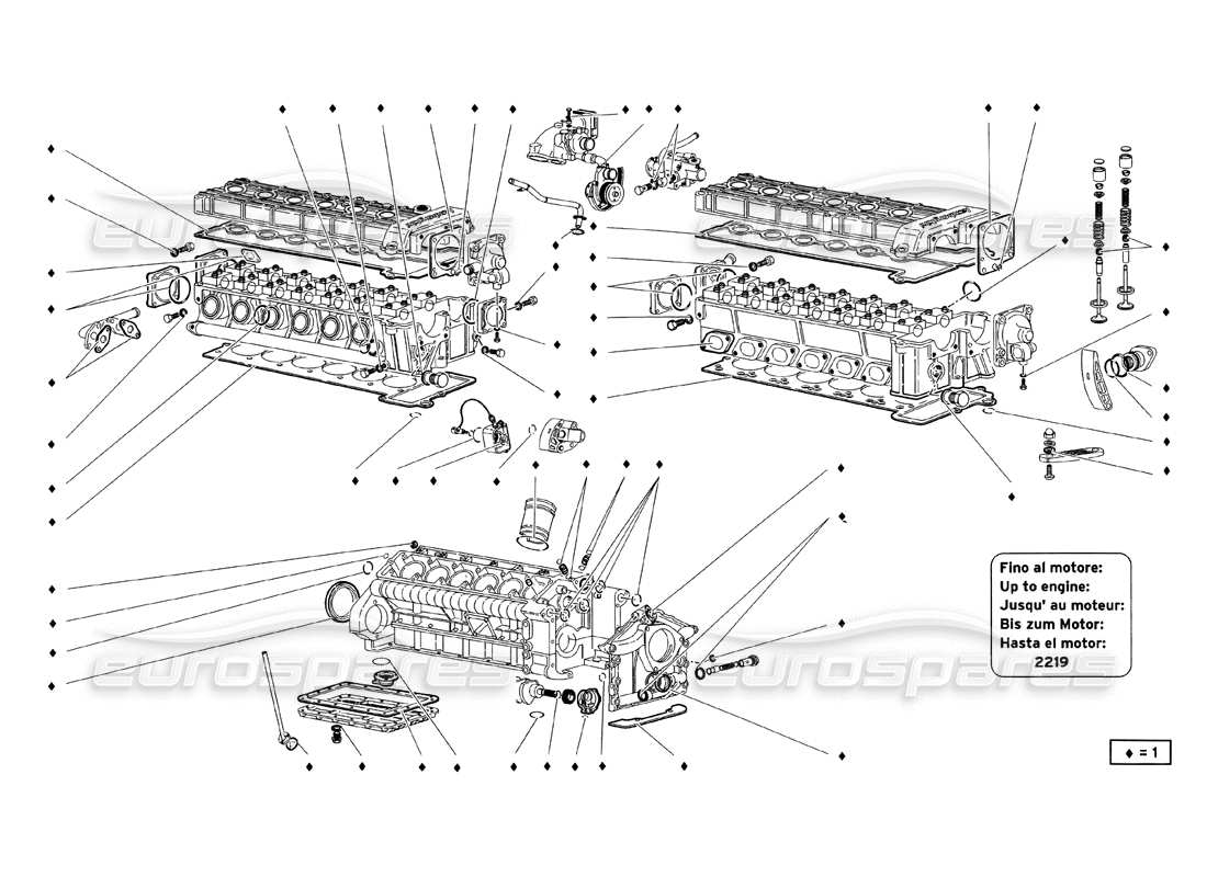 lamborghini diablo sv (1999) engine gasket kit part diagram