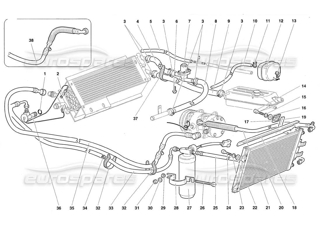 lamborghini diablo roadster (1998) climate control part diagram