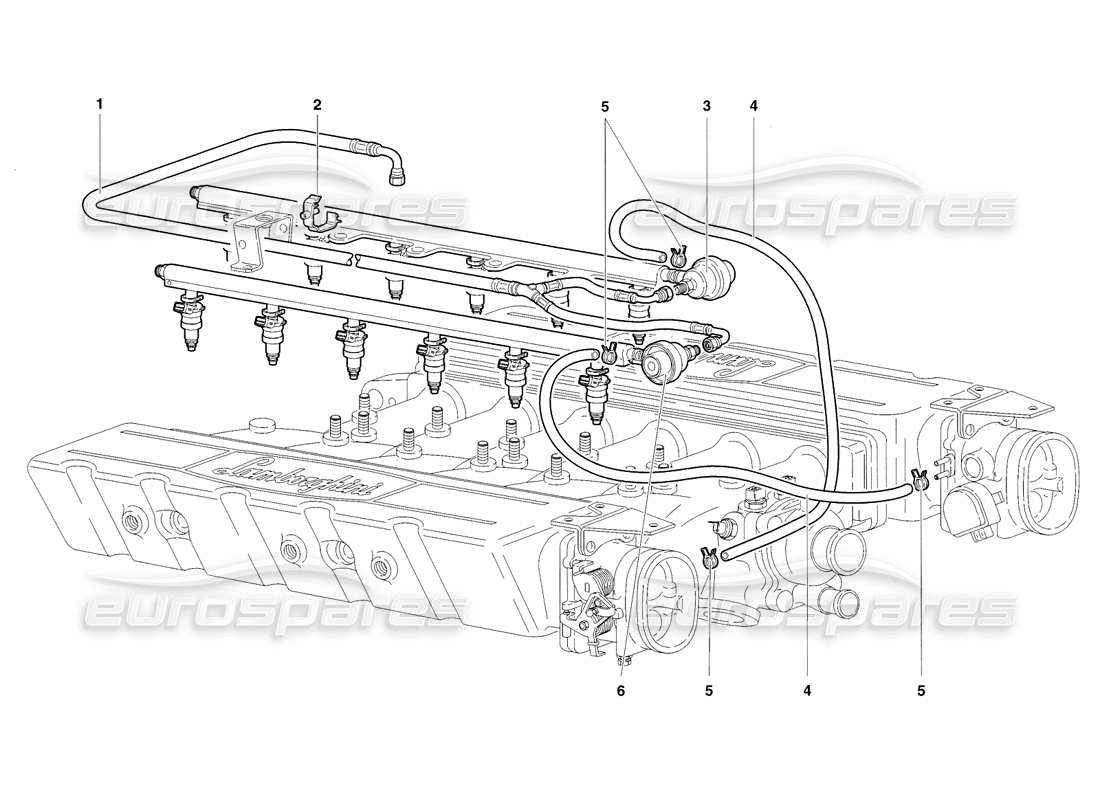 lamborghini diablo sv (1998) fuel system part diagram