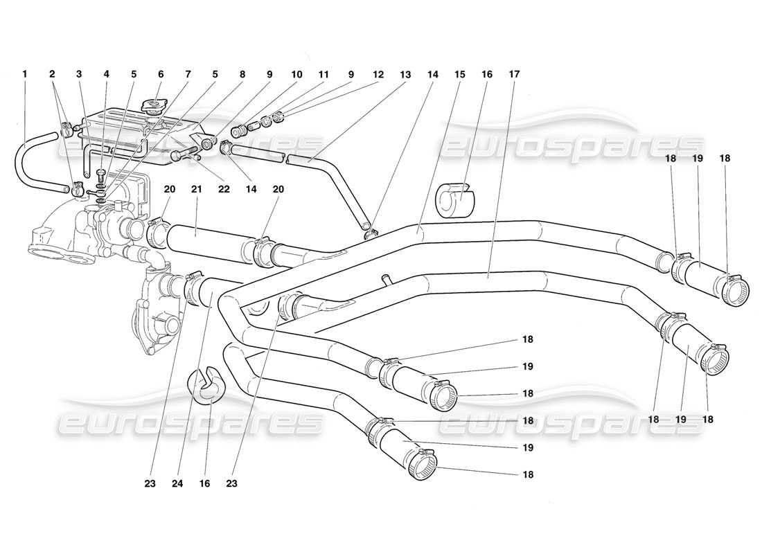 lamborghini diablo sv (1998) water cooling system part diagram