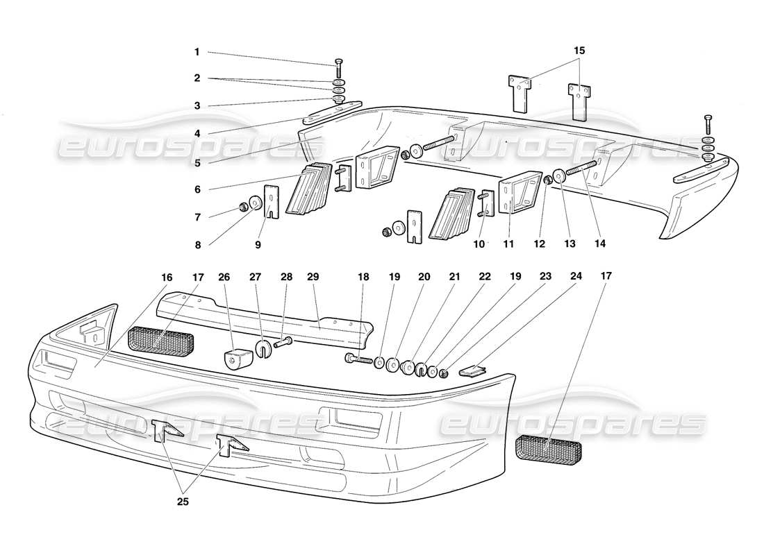 lamborghini diablo sv (1998) bumpers part diagram