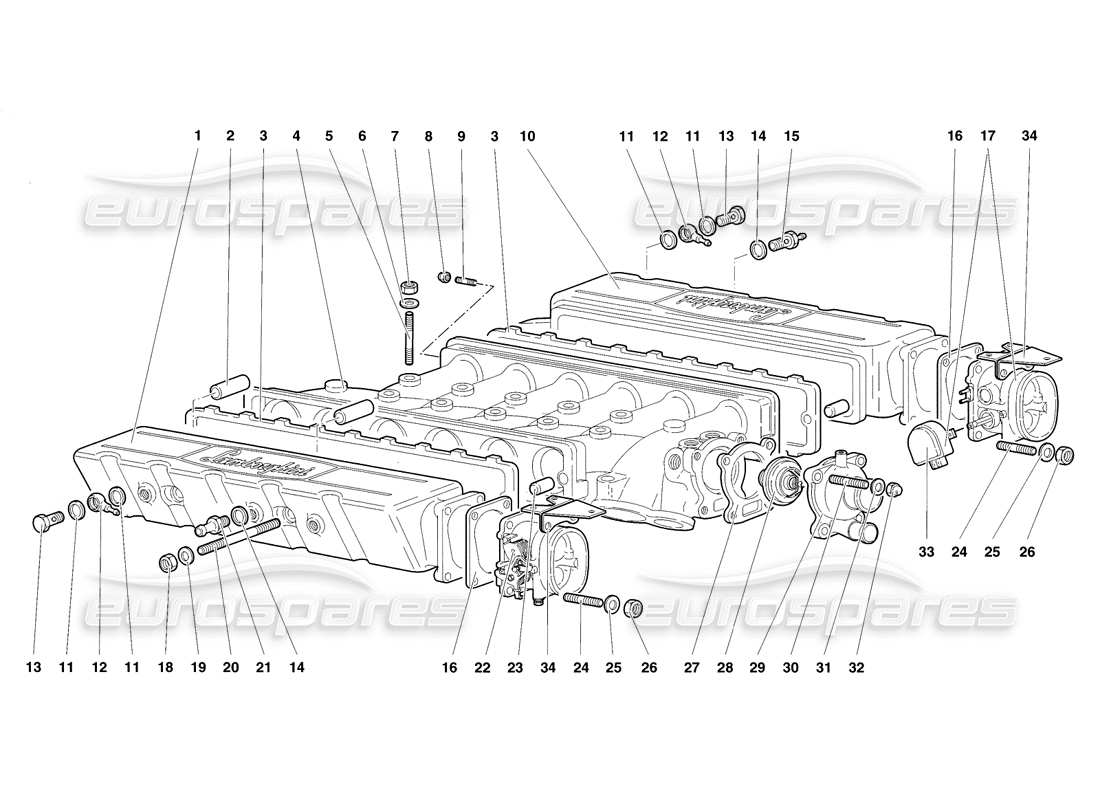 lamborghini diablo sv (1998) intake manifold (valid from engine no. 1889) part diagram