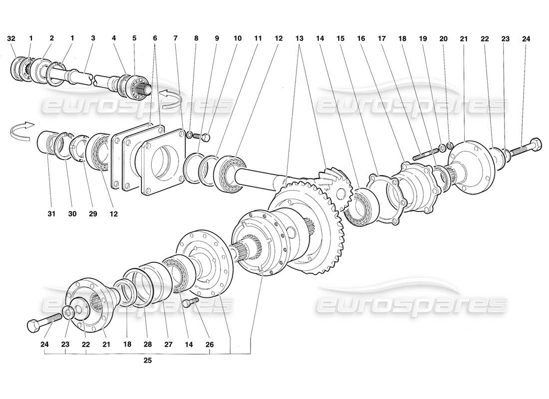 lamborghini diablo sv (1997) differential part diagram