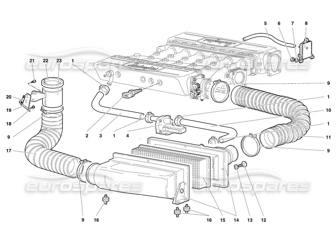 lamborghini diablo sv (1997) air filters part diagram