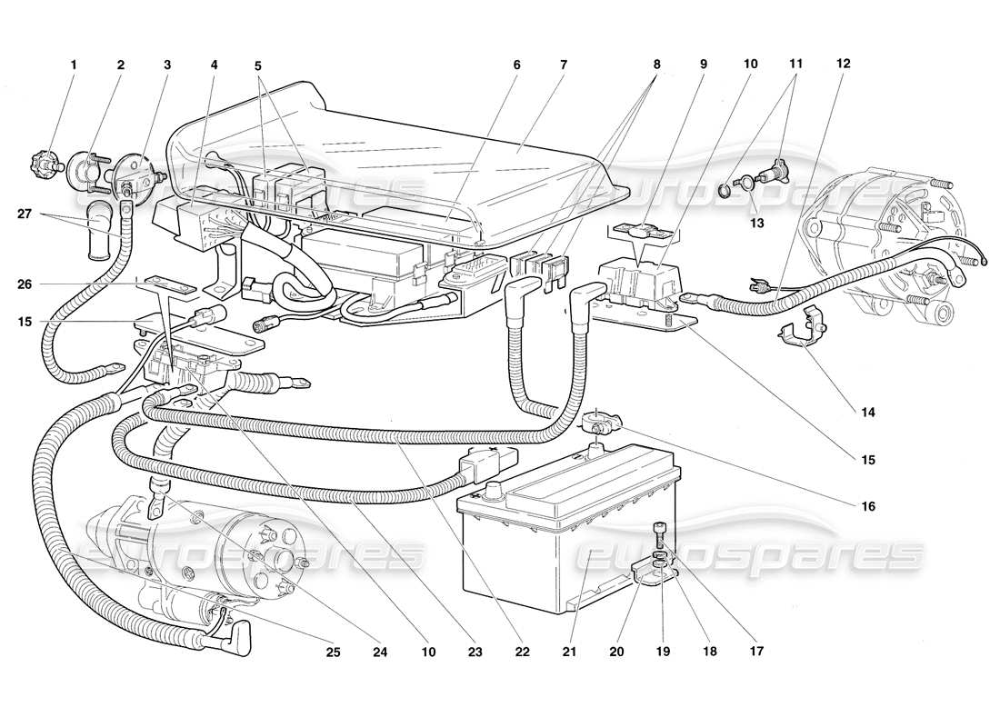 lamborghini diablo roadster (1998) electrical system part diagram