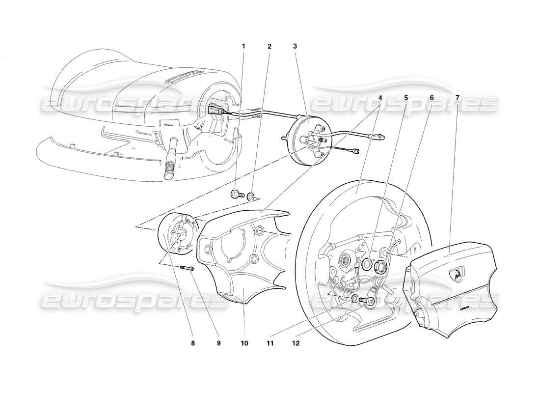 lamborghini diablo sv (1998) steering part diagram