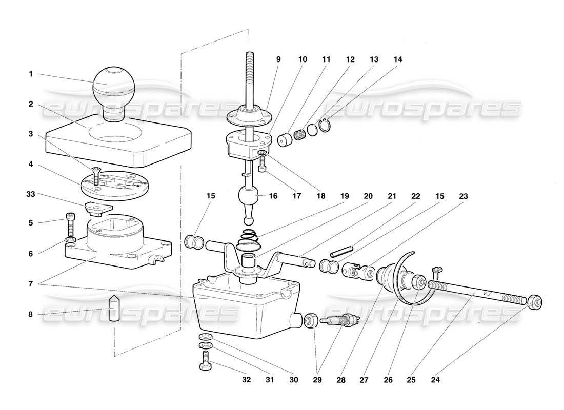 lamborghini diablo sv (1997) gearbox control tower part diagram