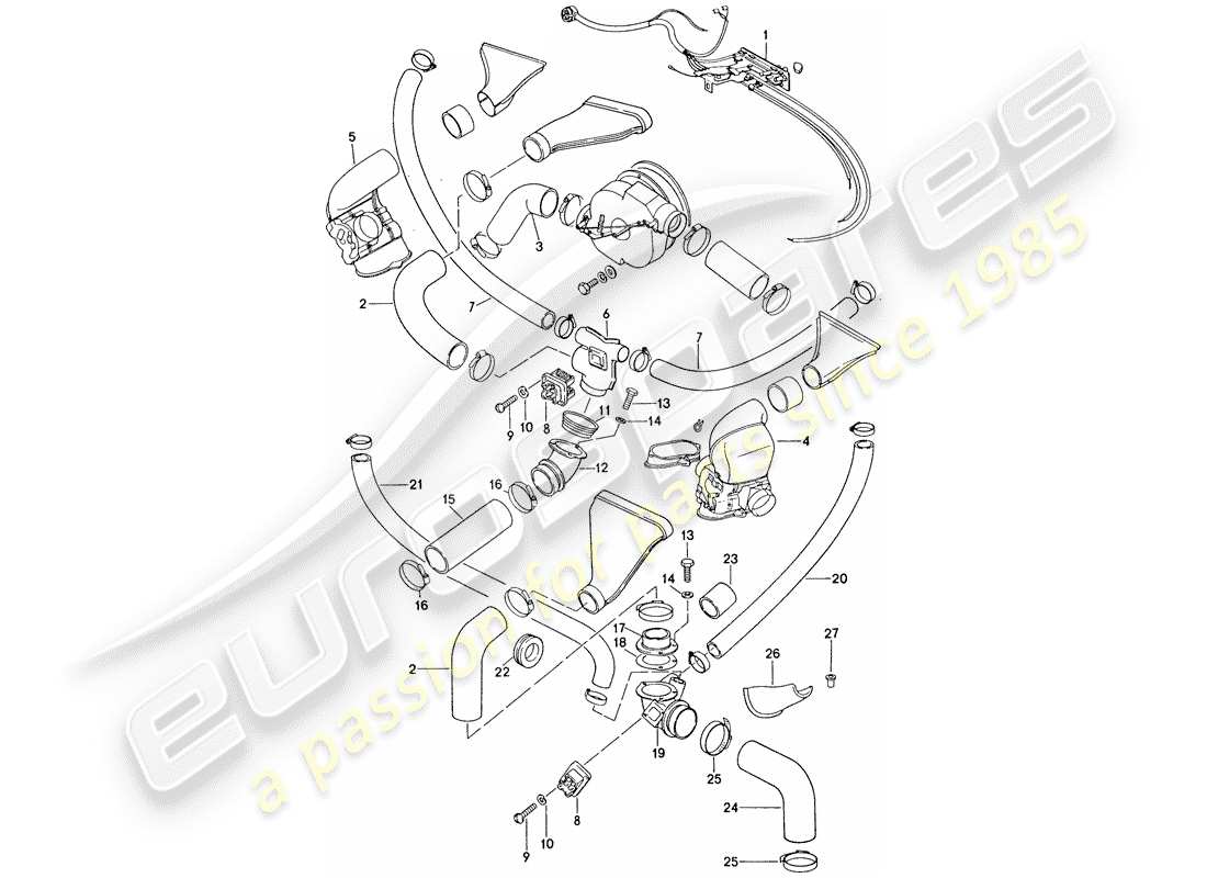 porsche 911 (1977) air conditioner - cooling air duct part diagram