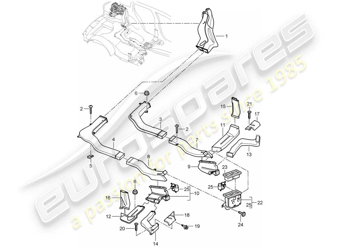 porsche cayenne (2008) air distributor part diagram