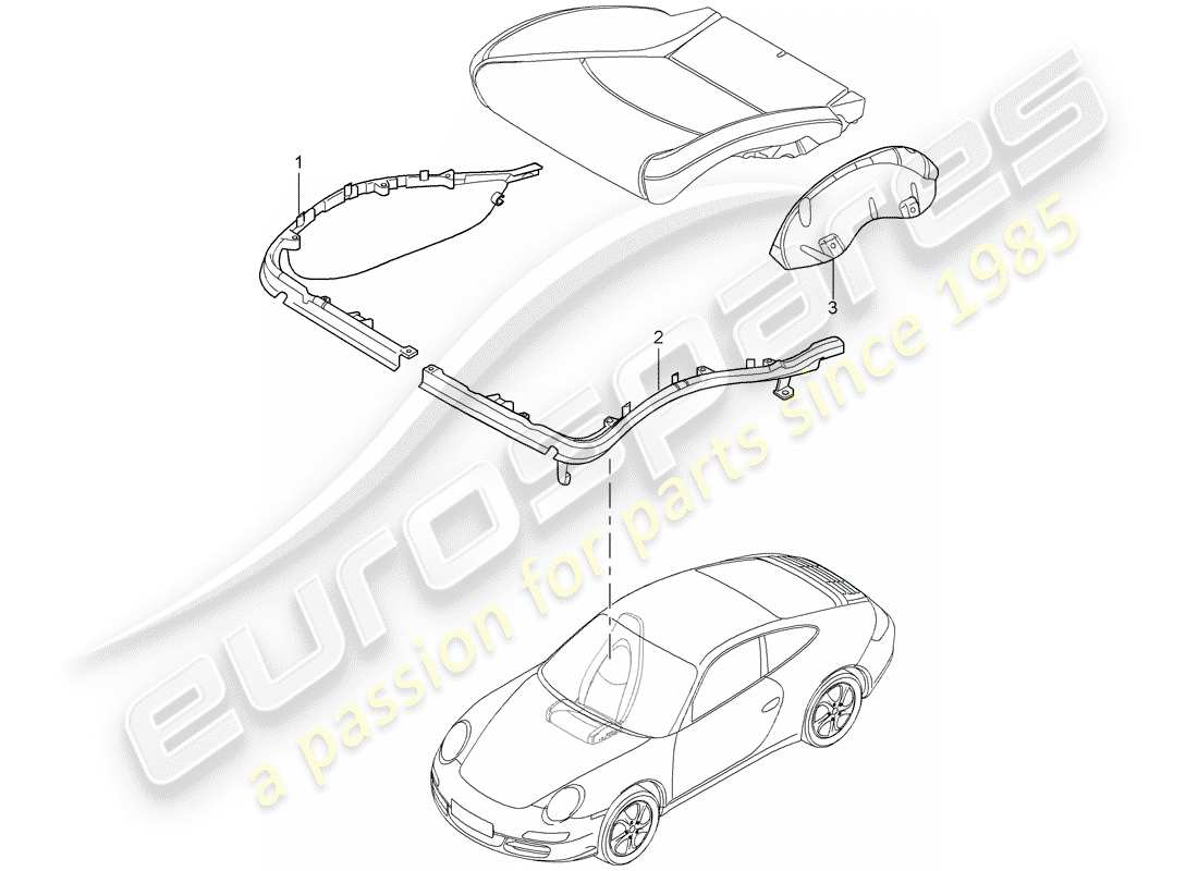 porsche 997 gt3 (2007) cushion carrier part diagram