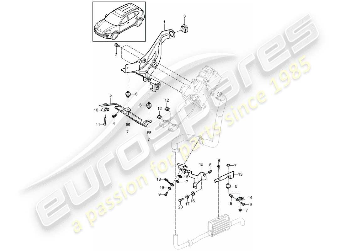 porsche cayenne e2 (2014) bracket part diagram