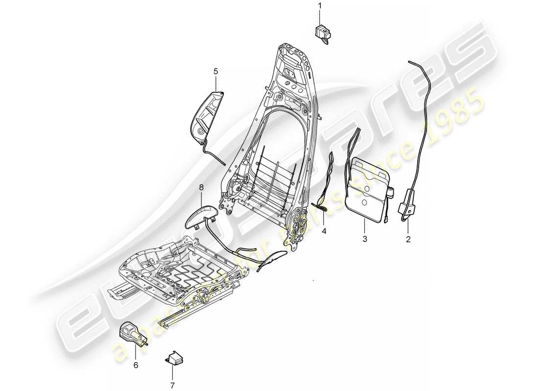 porsche 997 gt3 (2007) lumbar support part diagram