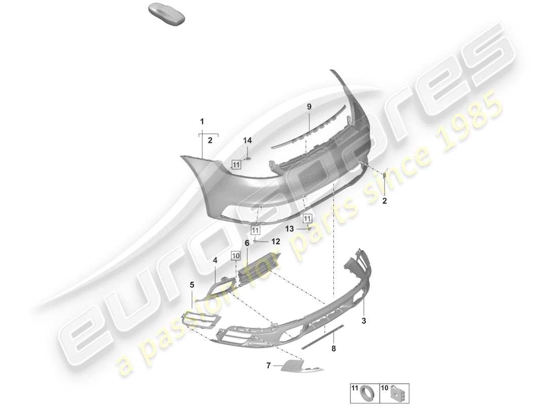 porsche 2020 bumper part diagram