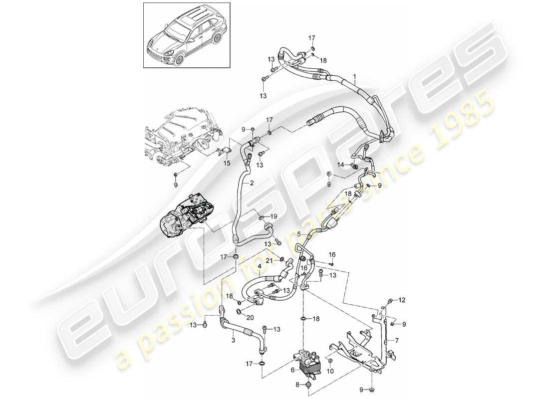 porsche cayenne e2 (2011) refrigerant circuit part diagram