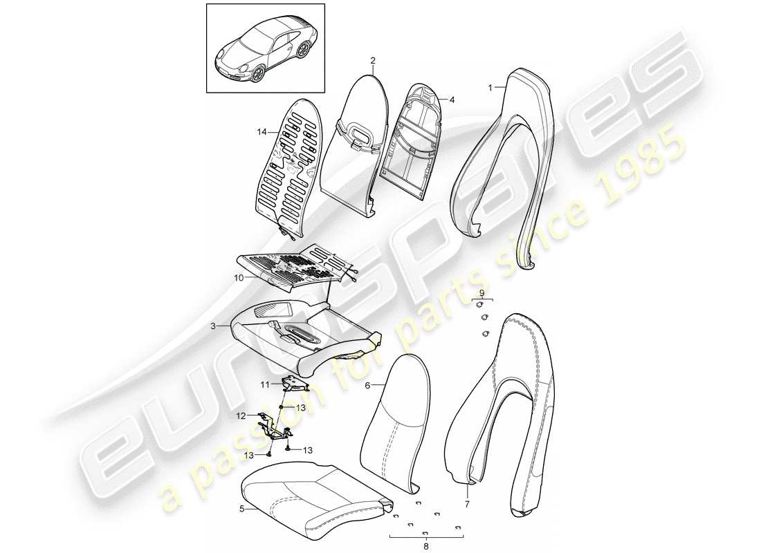 porsche 997 gen. 2 (2011) foam part part diagram