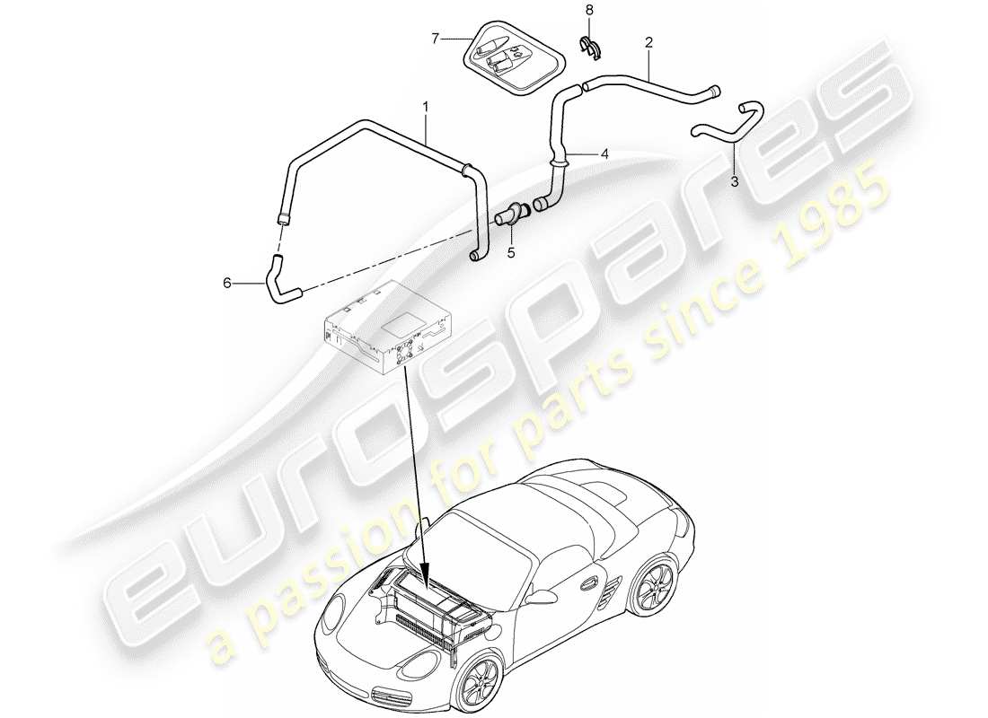 porsche boxster 987 (2009) luggage compartment part diagram