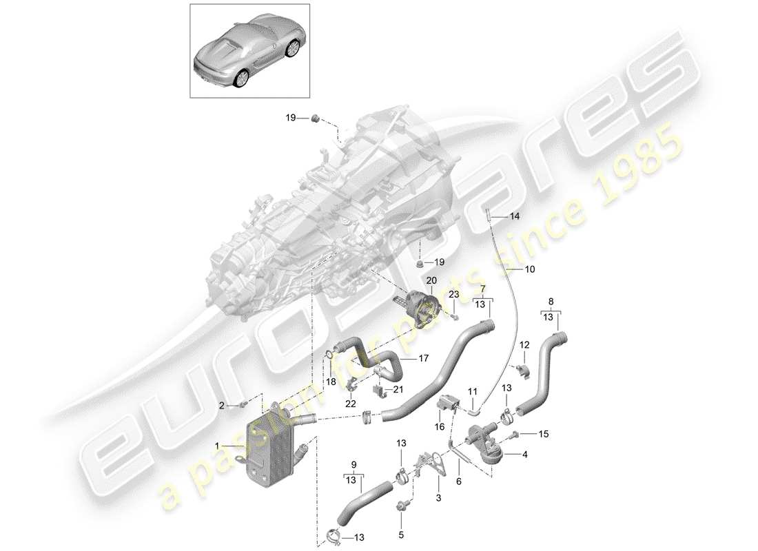 porsche boxster spyder (2016) manual gearbox part diagram