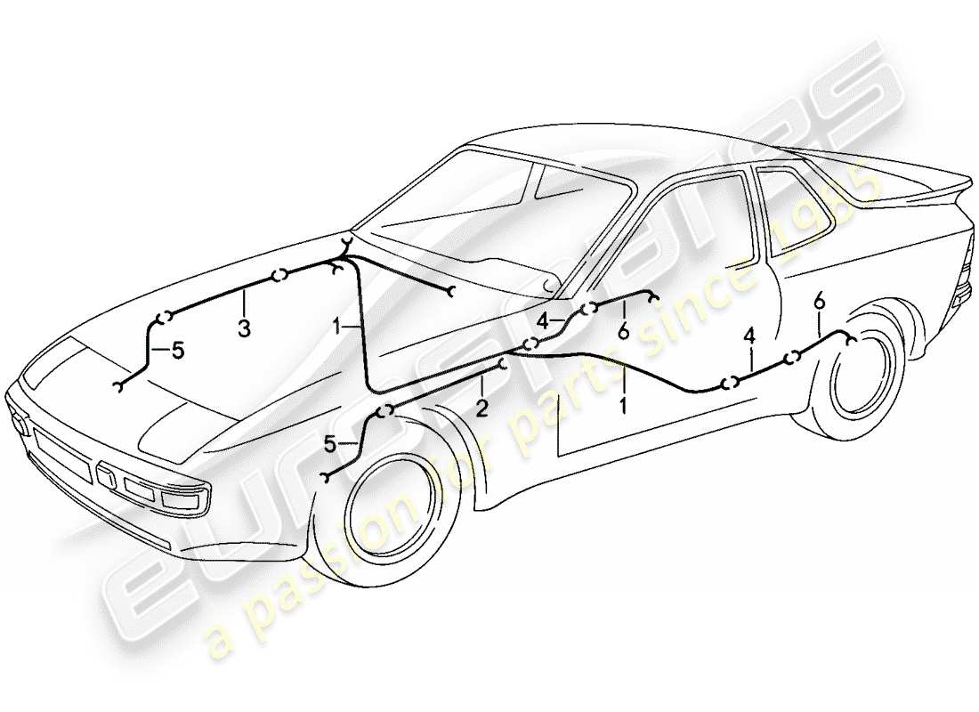 porsche 944 (1988) wiring harnesses - anti-locking brake syst. -abs- - brake pad wear indicator part diagram