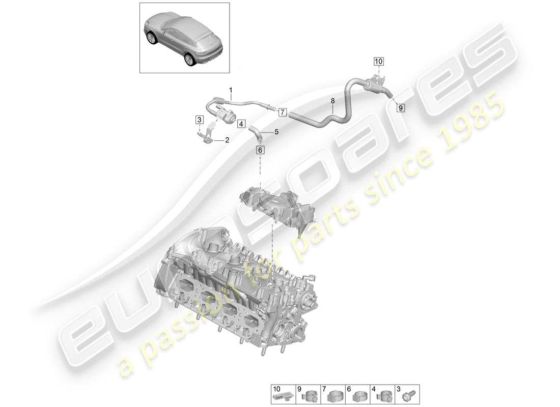 porsche macan (2019) breather line part diagram