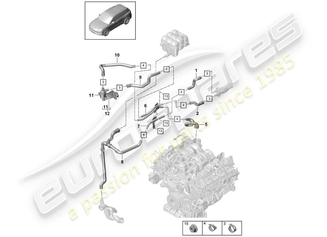 porsche cayenne e3 (2018) heater part diagram